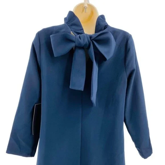 Tuckernuck | NEW Navy Daphne Bow Preppy Party Long Sleeve Mini Dress Size Medium - Picture 8 of 11